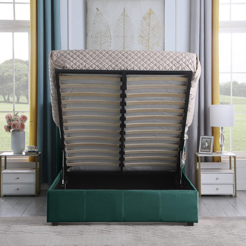 Amelia Plus 5FT Storage Bed - Green Velvet Fabric
